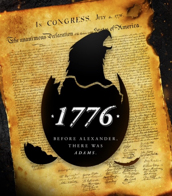 1776 Poster with eagle symbol and constitution in the background