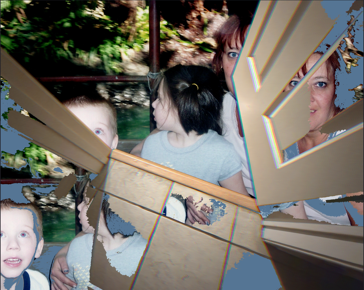 Threshold by Rose Miller (2025) fragmented images of children in an door opening