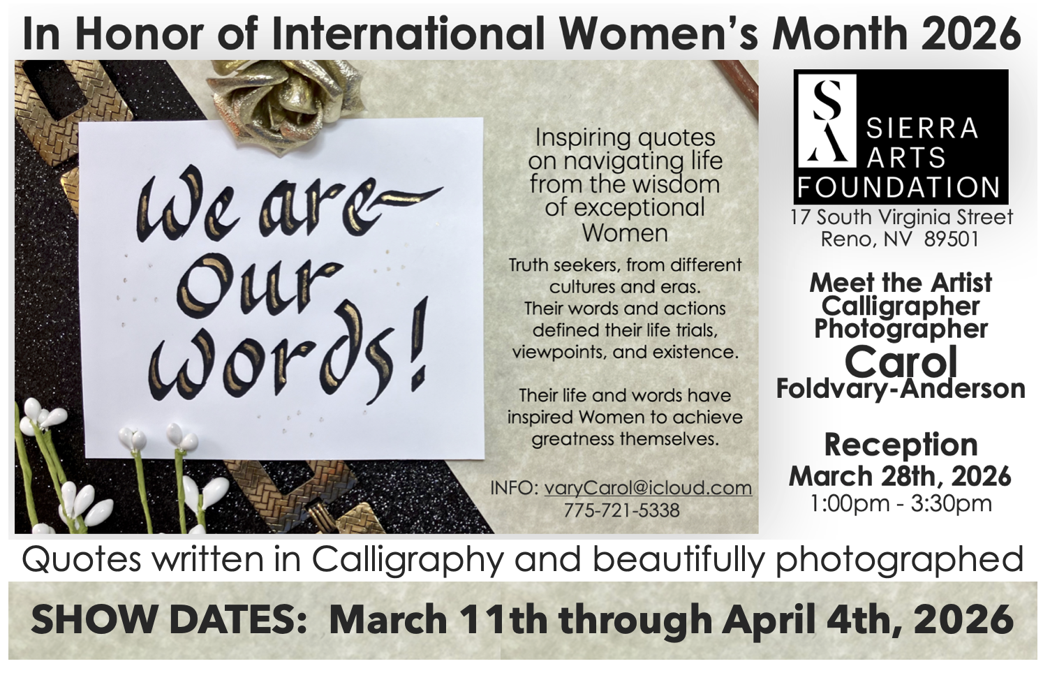 2026 We Are Our Words event flyer