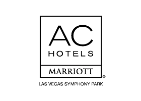 Logo for AC Hotels by Marriott. The text reads: AC Hotels Marriott Las Vegas Symphony Park in a modern, minimalist font, with a simple black border on a white background.