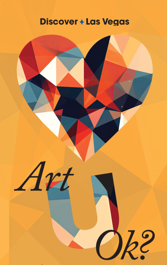 Art U Ok graphic with mosaic heart on yellow background