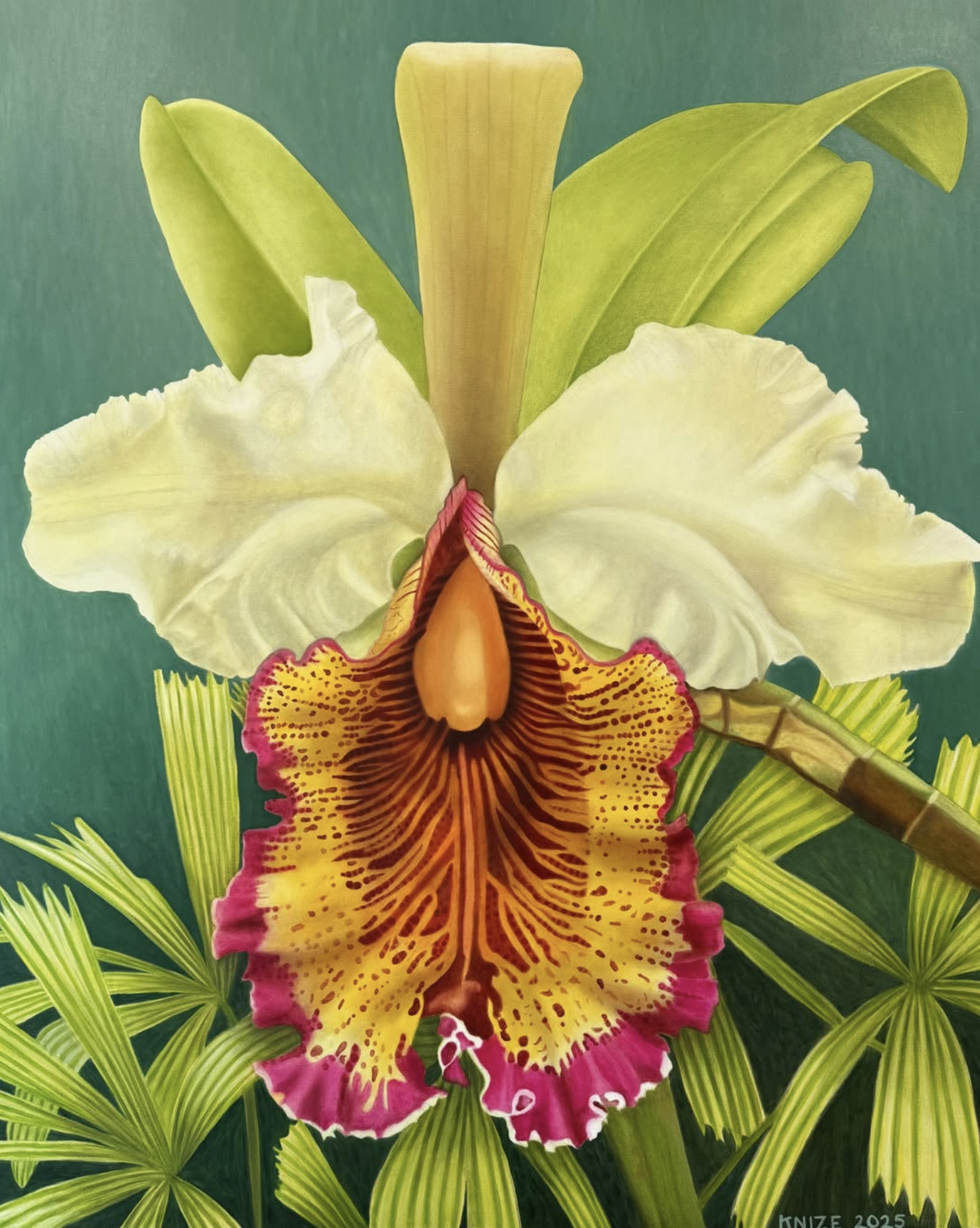 Sexy Lady by Christine Knize, a large-scale canvas painting of an orchid