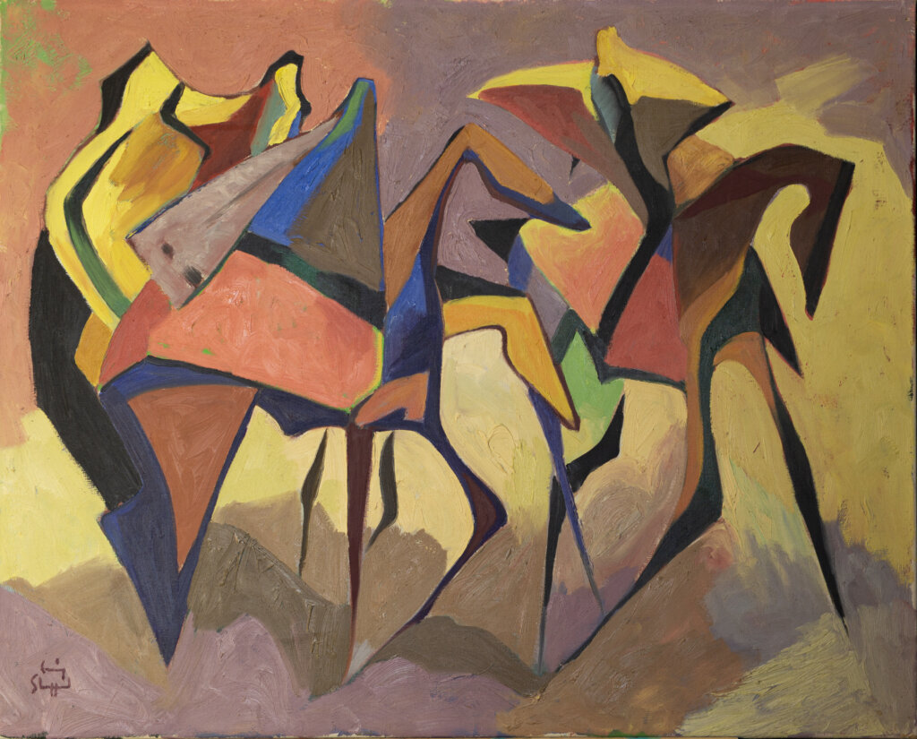 Craig Sheppard, The Couriers, oil on canvas, n.d., collection of the John and Geraldine Lilley Museum of Art