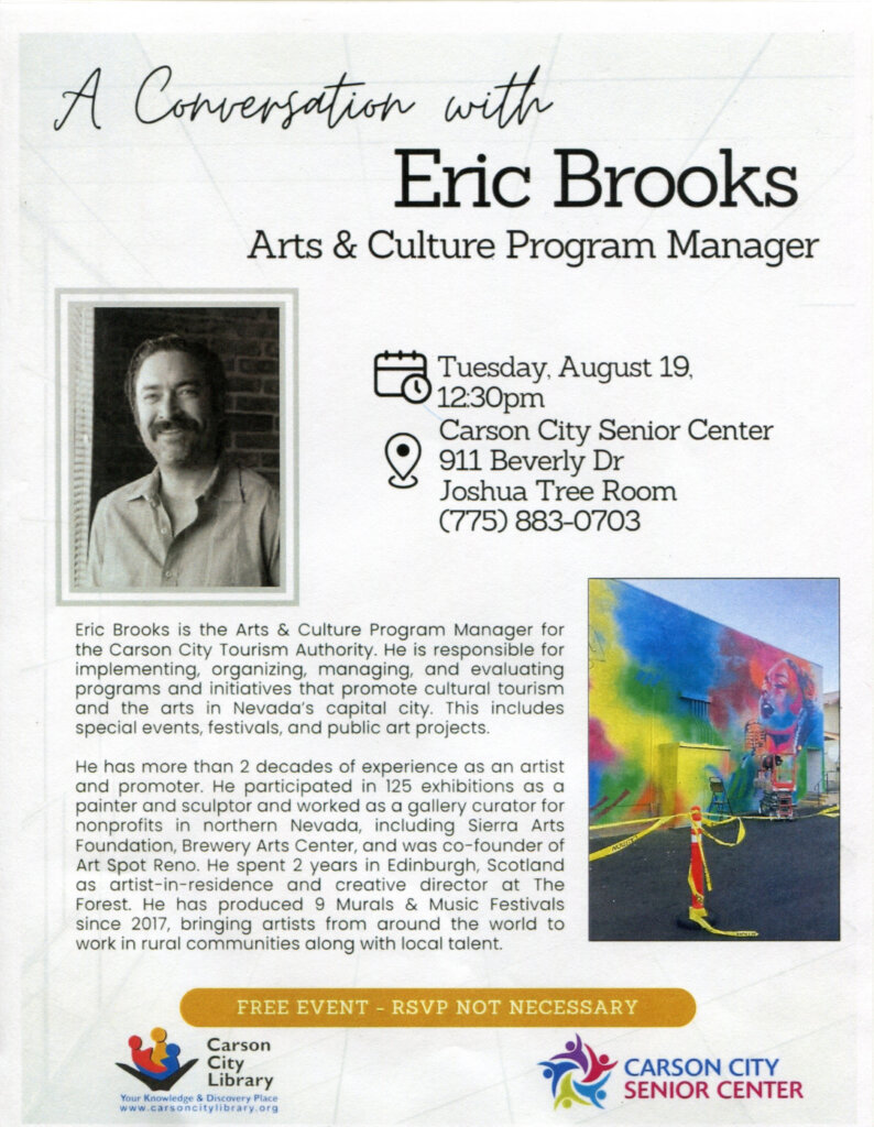 A Conversation with Eric Brooks: Arts & Culture Program Manager event flyer