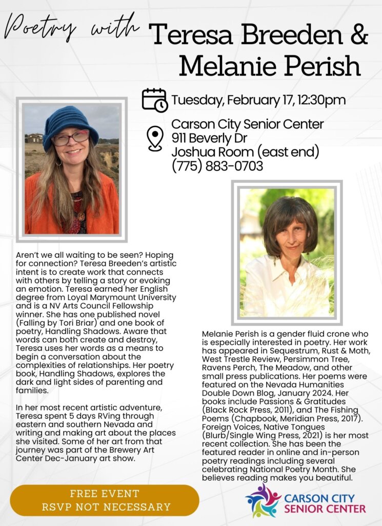 Poetry with Teresa Breeden & Melanie Perish event flyer