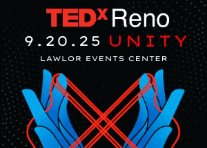 TedXReno 9-20-25 Unity Lawlor Event Centers Two hands playing cats cradle and forms an X.