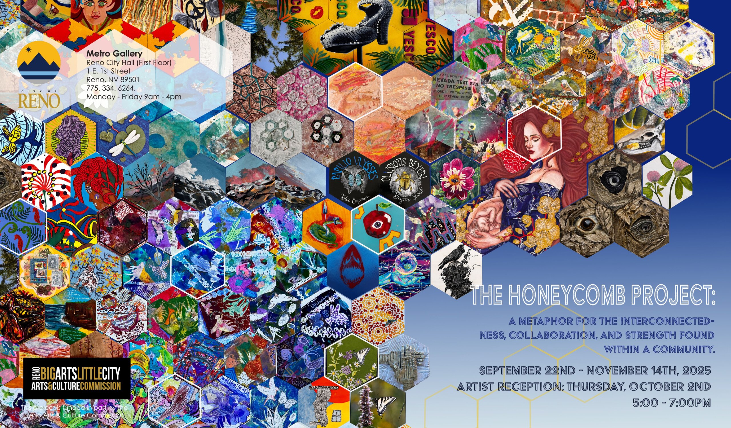 The Honeycomb Project: A metaphor for interconnectedness, collaboration and strength found within community event flyer