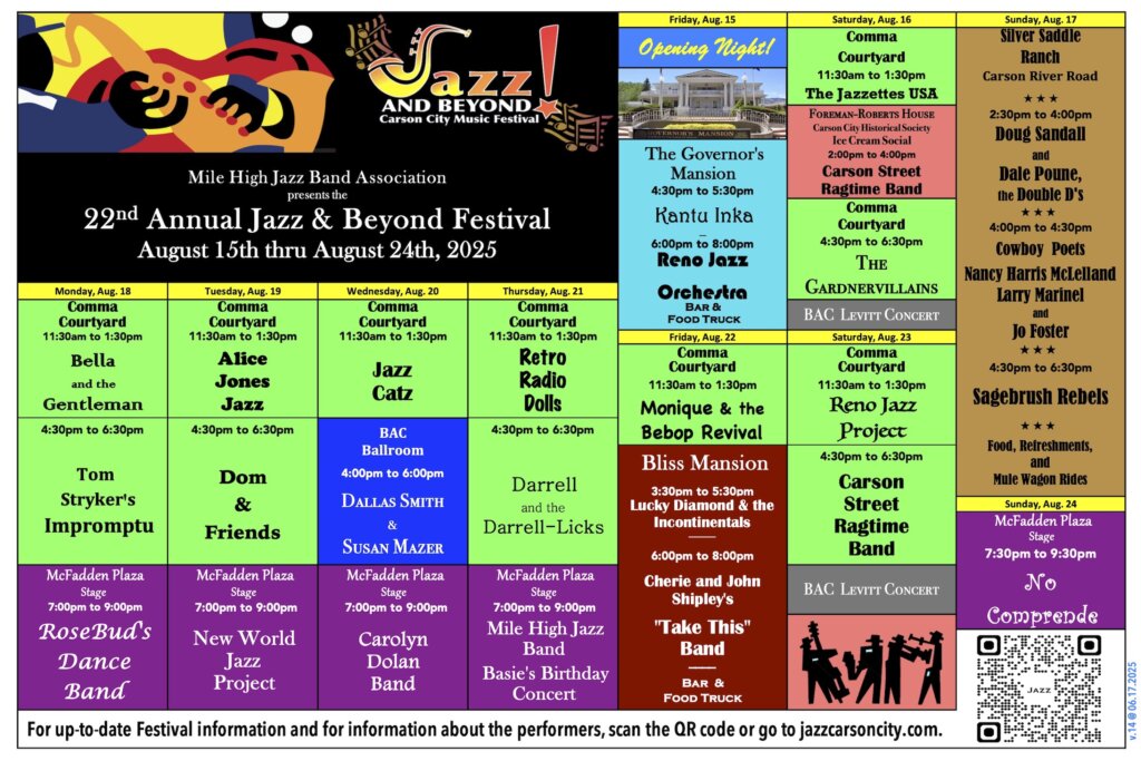 Jazz and Beyond Postcard Schedule 2025 (Got to website for schedule)