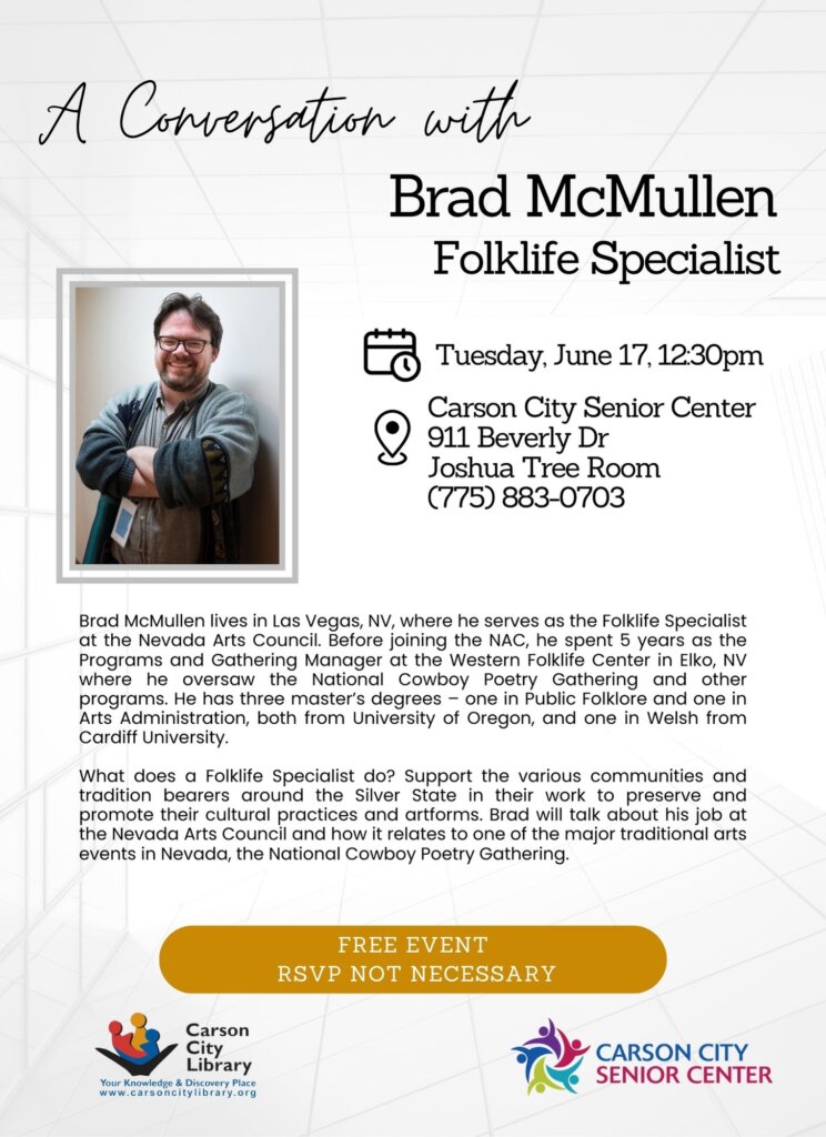 A Conversation with Brad McMullen: Folklife Specialist informational poster