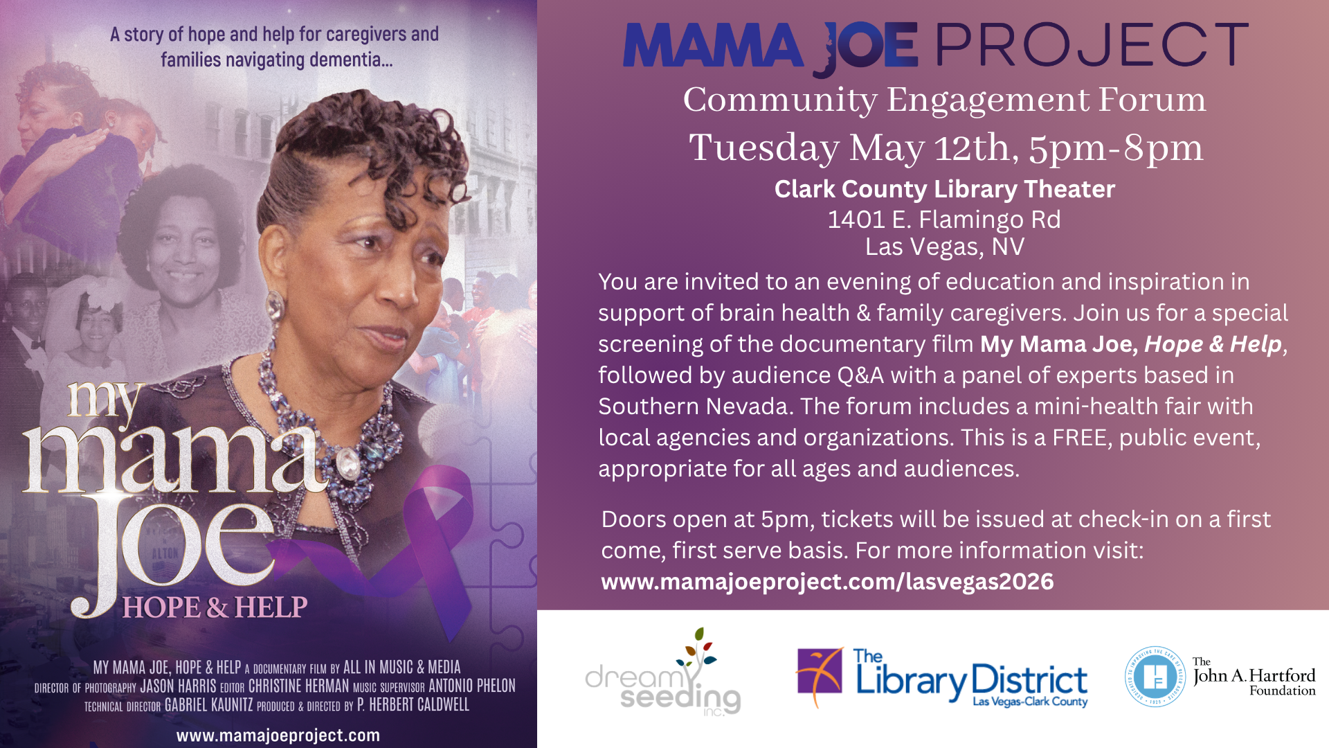 "My Mama Joe, Hope & Help" Las Vegas event flyer