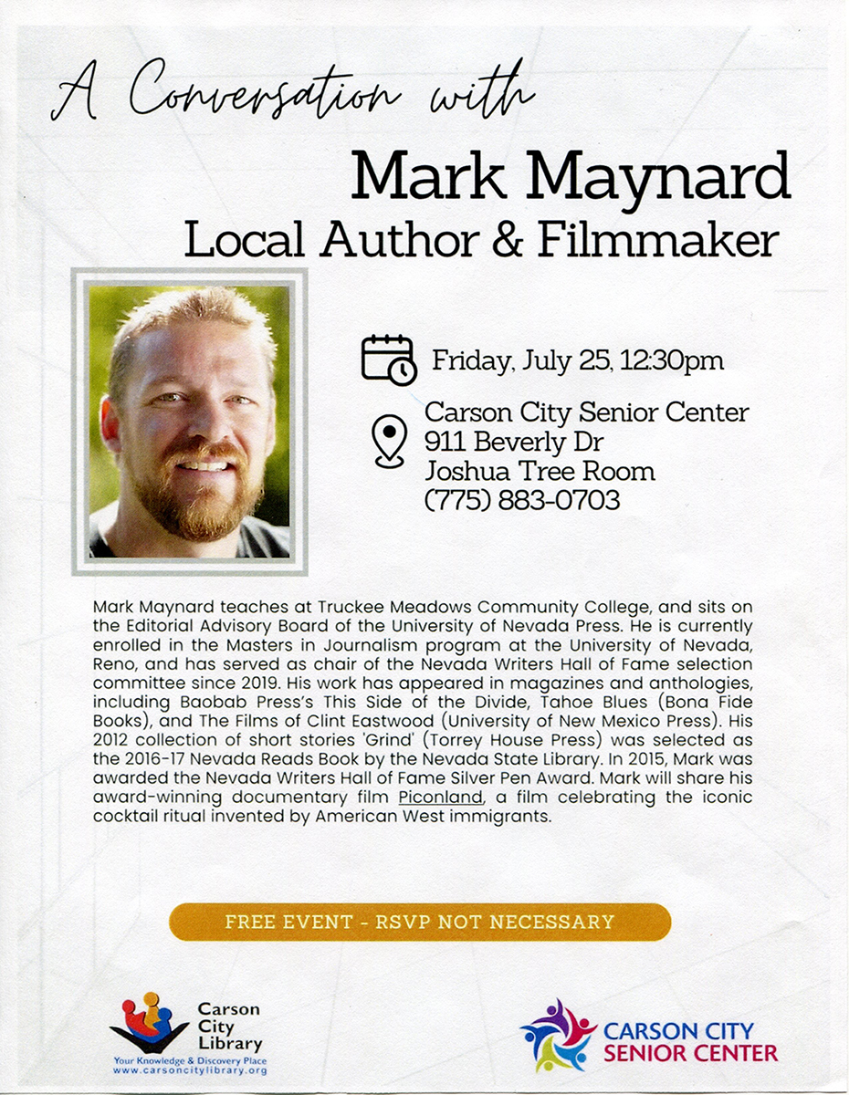 A Conversation with Mark Maynard, Local Author & Filmmaker flier
