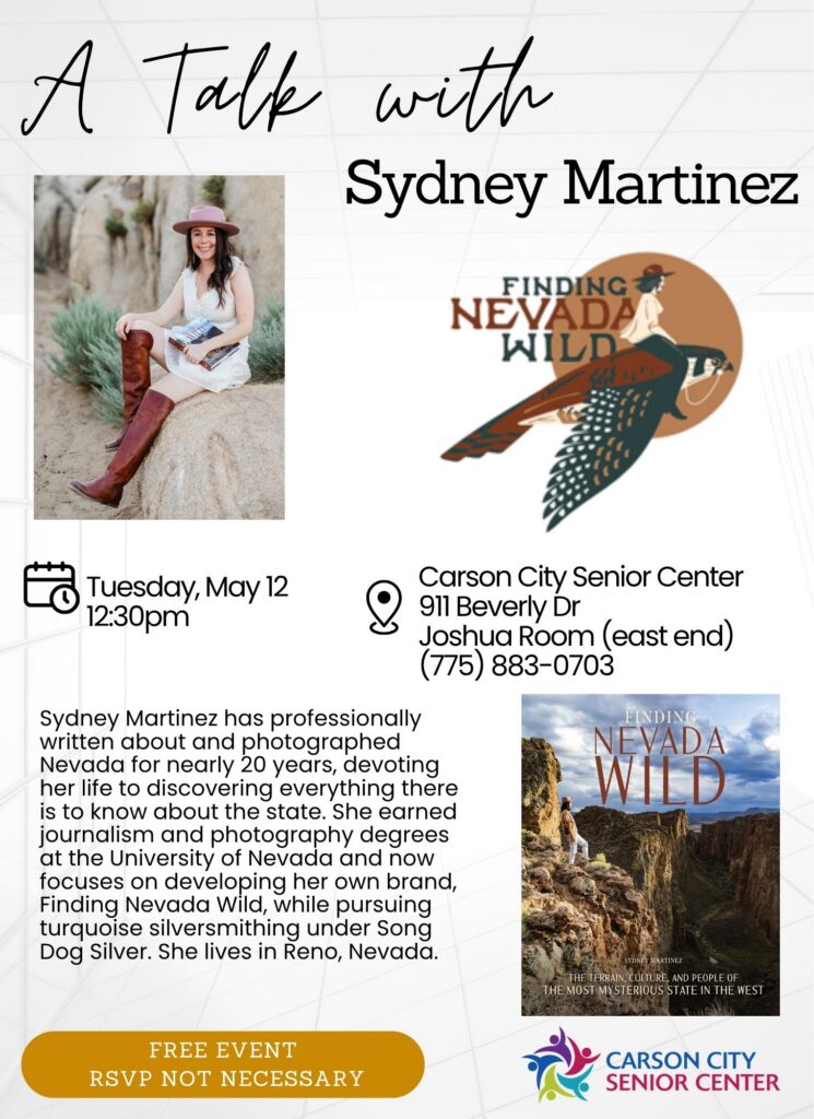 Flyer for A Talk with Sydney Martinez featuring pictures of Martinez and her photography