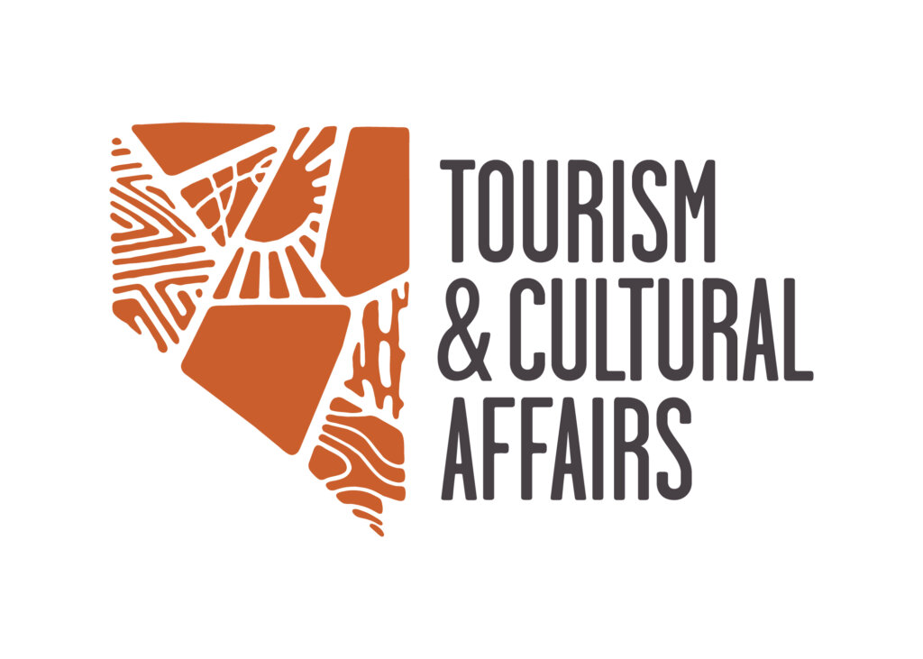 Logo for Tourism & Cultural Affairs featuring an abstract, orange geometric pattern resembling a map on the left, with the organization’s name in bold gray letters on the right.