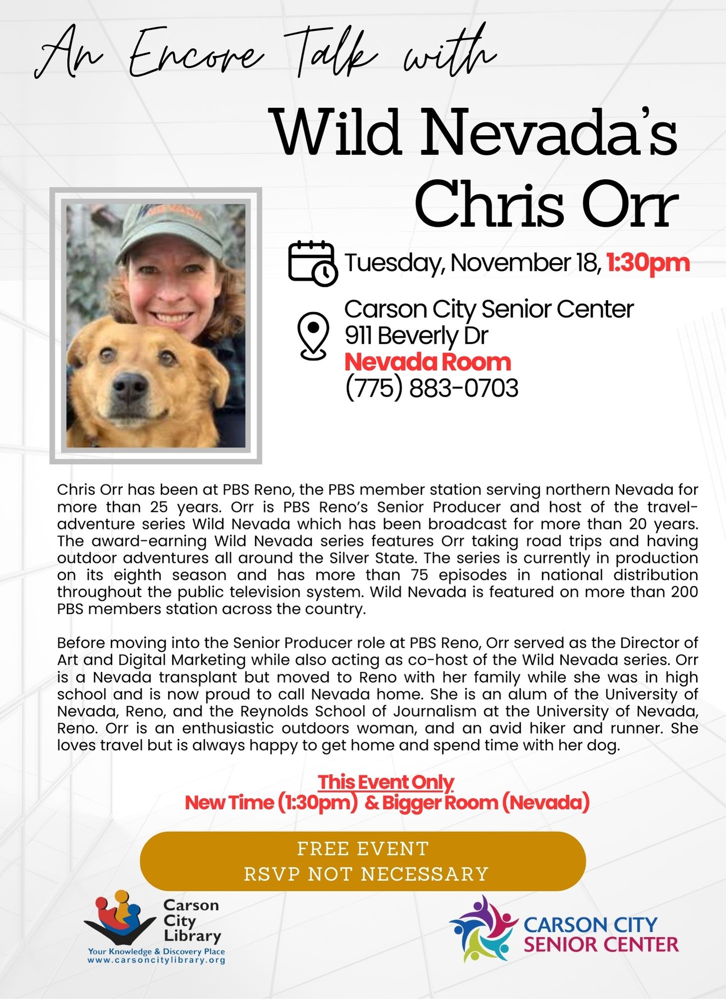 Nov – Chris Orr Encore Talk with Wild Nevada's Chris Orr event flyer