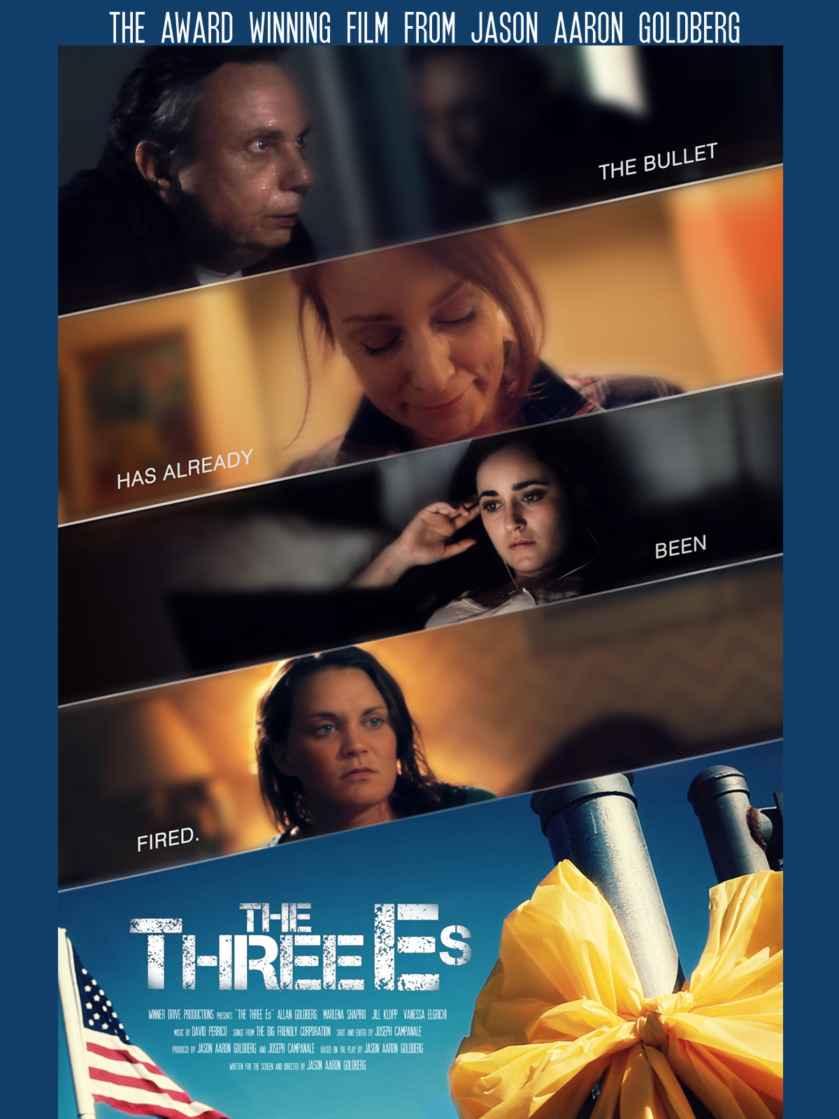 Poster for "The Three Es" features four close-up images of people's faces