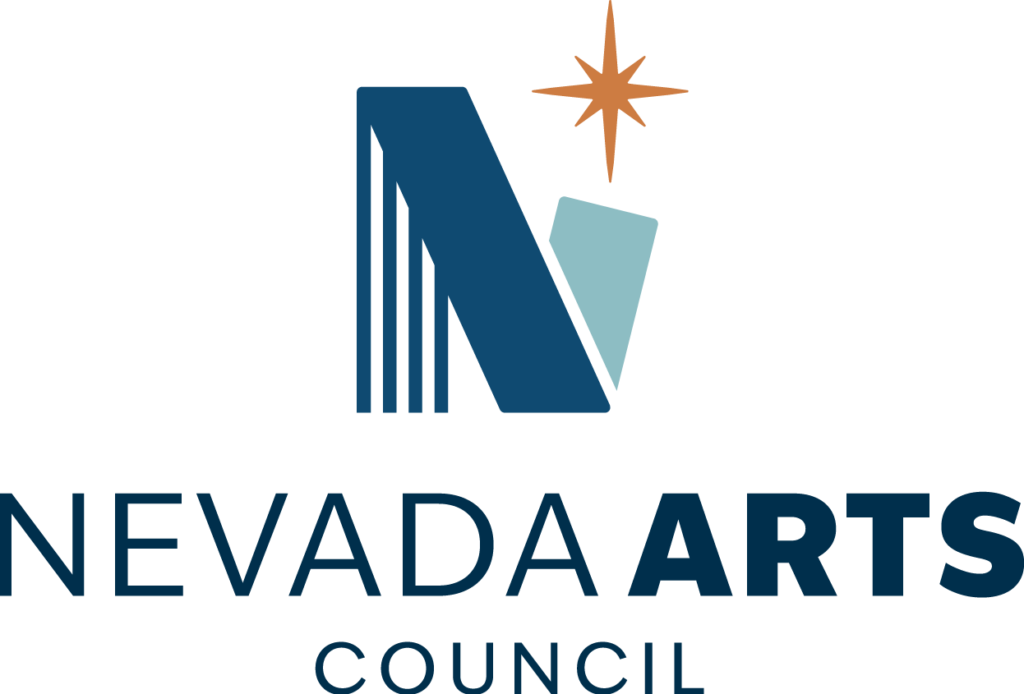 Nevada Arts Council logo with a stylized blue N, a light blue shape, an orange star above, and the words Nevada Arts Council below.