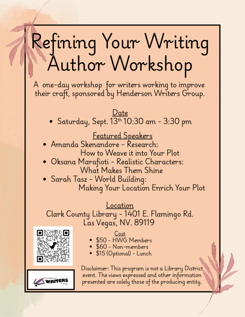 Refining Your Writing Author Workshop event flyer