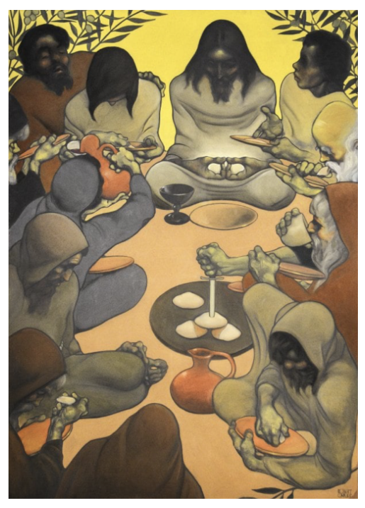 Robert Caples, The Last Supper, 1938, pastel chalk on paper board, Collection of the John and Geraldine Lilley Museum of Art.