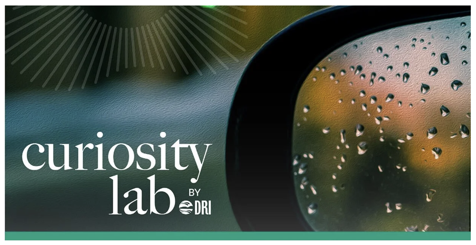 Curiosity Lab poster featuring a mirror sprinkled with water drops