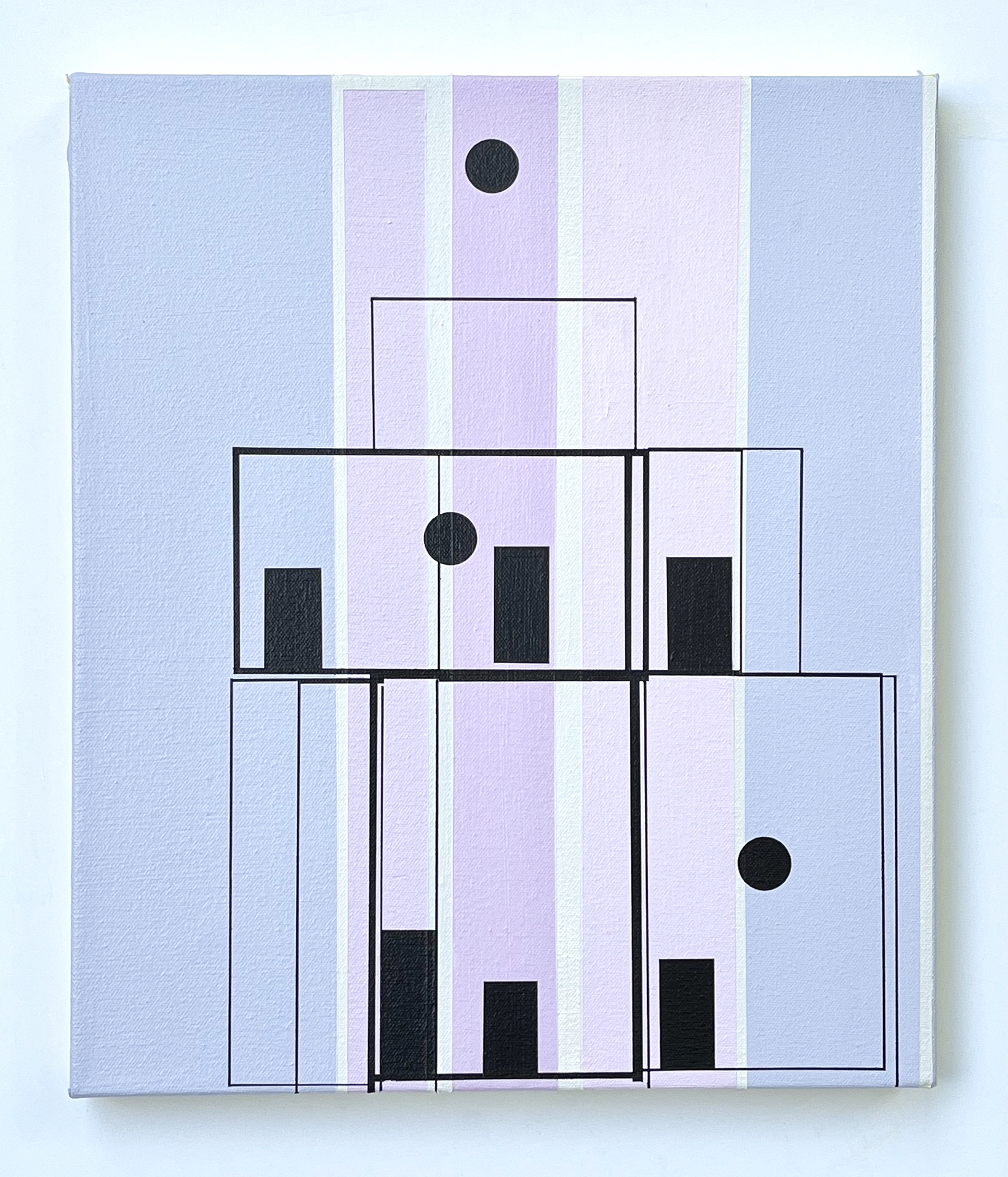 Bryce Speed: Chip Off the Old Block artwork: gradients of purple blocks with block boxes and circles organized on top layer