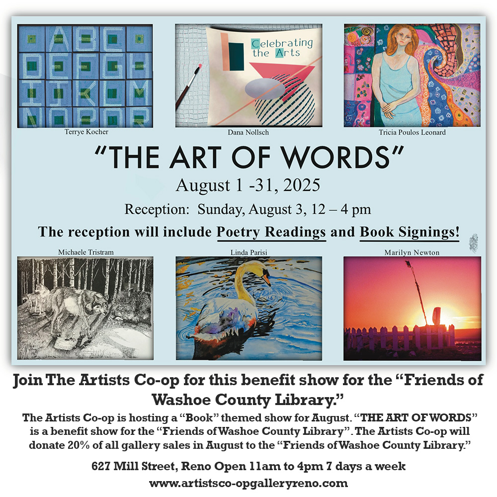 The Art of Words Card with event information and images of some of the artwork