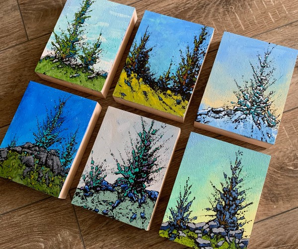 Six treescape art works by Jon Edmondo