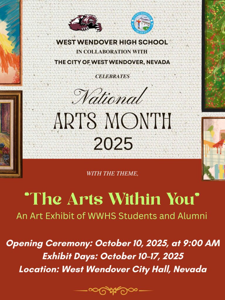 “The Arts Within You” Arts Month Exhibit of West Wendover High School Students and Alumni event flyer