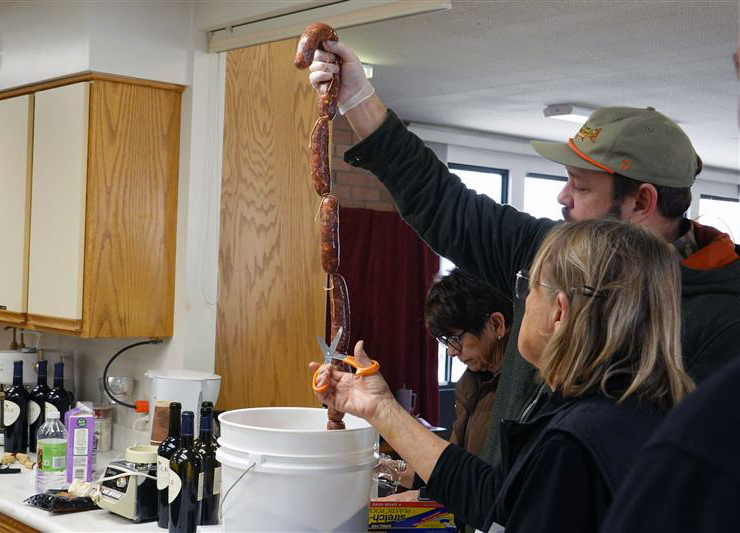 Basque chorizo being made